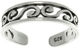 Jewelry Trends Sterling Silver Filigree Scroll Design Adjustable Toe Ring