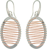 Sterling Silver & Rose Gold Oval Earrings with Wrapped Twisted Rope Design