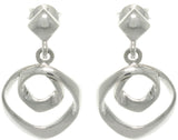 Jewelry Trends Sterling Silver Free Form Circles Hoop Dangle Earrings