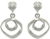 Jewelry Trends Sterling Silver Free Form Circles Hoop Dangle Earrings