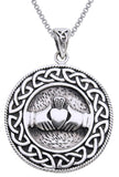 Jewelry Trends Sterling Silver Celtic Claddagh Knot Work Round Pendant on 18 Inch Box Chain Necklace