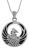 Jewelry Trends Sterling Silver Phoenix Fire Bird Pendant with Black Onyx on 18 Inch Box Chain Necklace
