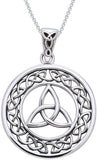 Jewelry Trends Sterling Silver Celtic Border Trinity Knot Round Pendant on 18 inch Chain Necklace