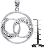 Jewelry Trends Sterling Silver Double Celtic Infinity Knot Crescent Moon Pendant on 18 Inch Box Chain Necklace