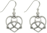 Jewelry Trends Sterling Silver Celtic Trinity Knot Love Heart Dangle Earrings
