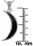 Jewelry Trends Sterling Silver Dark Crescent Moon Pendant with Black Onyx on 18 Inch Box Chain Necklace