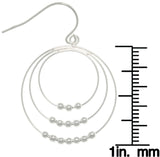 Jewelry Trends Sterling Silver Graduated Hoop and Bead Dangle Earrings
