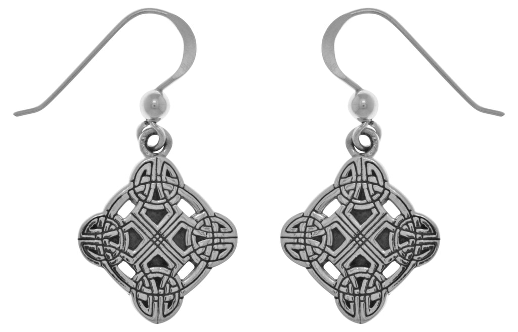Jewelry Trends Sterling Silver Celtic Irish Clonmacnoise Cross Dangle Earrings