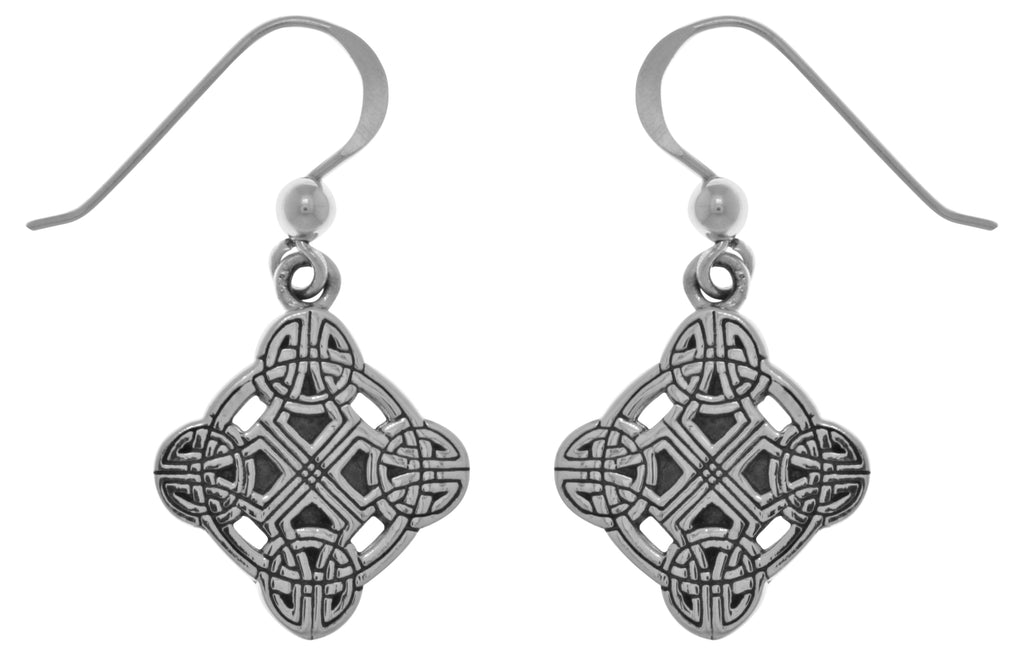 Jewelry Trends Sterling Silver Celtic Irish Clonmacnoise Cross Dangle Earrings
