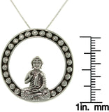 Jewelry Trends Sterling Silver Sitting Buddha Pendant with 18 Inch Box Chain Necklace