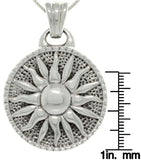 Jewelry Trends Sterling Silver Round Sunburst Pendant with 18 Inch Box Chain Necklace