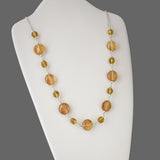 Beaded Necklace - Chunky Bead Necklace with Twisted Lampworked Glass Beads and an Oval Pendant