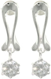 Jewelry Trends Sterling Silver Round-cut Cubic Zirconia Dangle Earrings