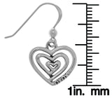 Jewelry Trends Sterling Silver Triple Spiral Heart Love XOXO Dangle Earrings