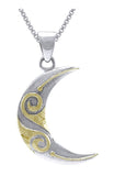 Jewelry Trends Sterling Silver and Gold-plated Celtic Spiral Crescent Moon Pendant on 18 Inch Box Chain Necklace