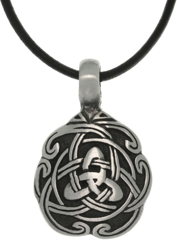 Jewelry Trends Pewter Celtic Trinity Knot Unity Pendant on 18 Inch Black Leather Cord Necklace Fathers Day Gift