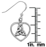 Jewelry Trends Sterling Silver Celtic Trinity Knot Heart Dangle Earrings