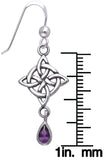 Jewelry Trends Sterling Silver and Purple Amethyst Celtic Luck Knotwork Dangle Earrings