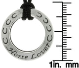 Jewelry Trends Sterling Silver Horse Lover Ring Pendant on Black Cord Necklace