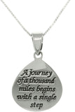 Jewelry Trends Sterling Silver Inspirational Journey Message Pendant with 18 Inch Box Chain Necklace Graduation Gift