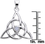 Jewelry Trends Sterling Silver and Moonstone Celtic Triquetra Pendant on 18 Inch Box Chain Necklace
