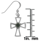 Jewelry Trends Sterling Silver and Black Onyx Celtic Cross Dangle Earrings