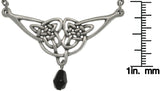 Jewelry Trends Pewter Celtic Double Trinity Knot and Black Bead Teardrop Necklace