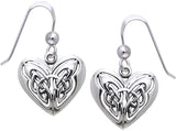 Jewelry Trends Sterling Silver Celtic Eternal Love Heart Knot Work Dangle Earrings