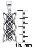 Jewelry Trends Sterling Silver Celtic Knotwork Linear Pendant on 18 Inch Box Chain Necklace