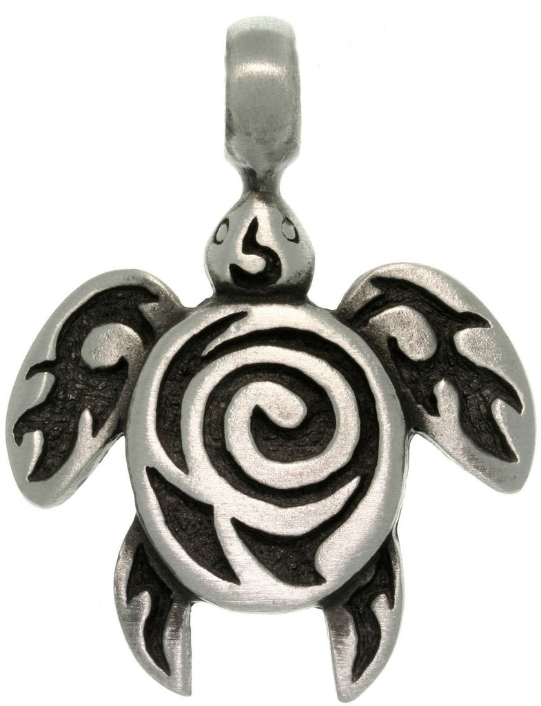 Jewelry Trends Pewter Sea Turtle with Tribal Spiral Unisex Pendant