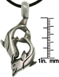 Jewelry Trends Pewter Dolphin Lovers Unisex Pendant on 18 Inch Black Leather Cord Necklace