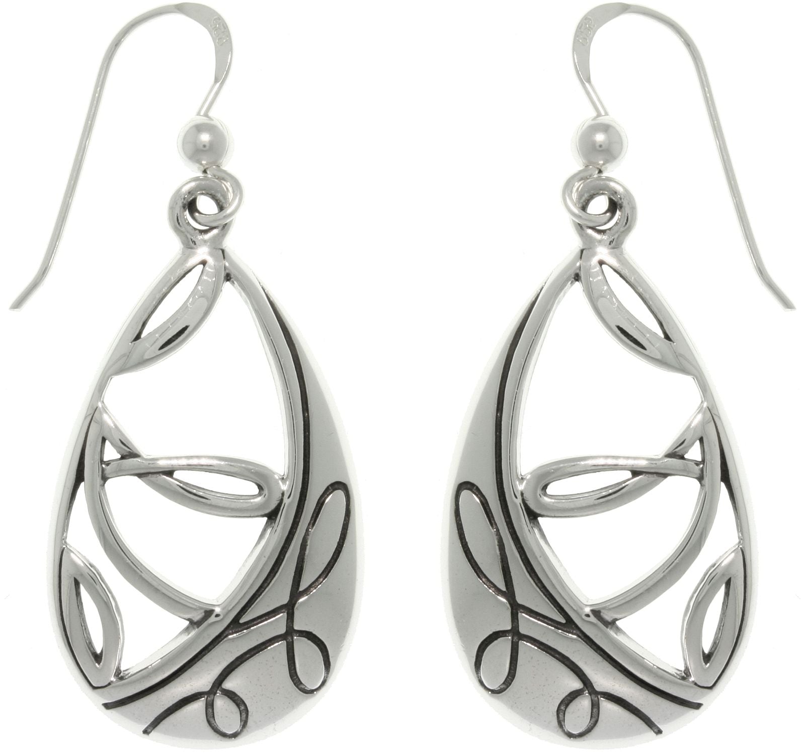 Jewelry Trends Sterling Silver Teardrop Twist Dangle Earrings