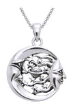 Jewelry Trends Sterling Silver Moon Sun Stars Celestial Pendant on 18 Inch Box Chain Necklace
