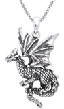 Jewelry Trends Sterling Silver Flying Dragon Pendant on 18 Inch Box Chain Necklace