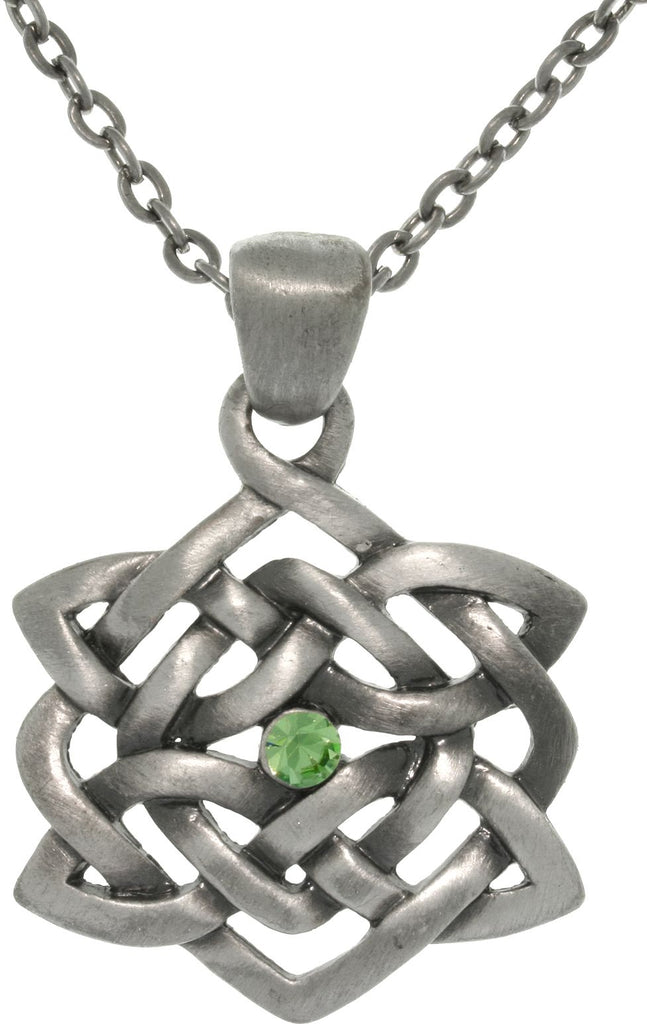 Jewelry Trends Pewter Rhinestone Celtic Good Fortune Knot Pendant with 24 Inch Chain Necklace