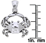 Jewelry Trends Sterling Silver Beach Crab Pendant on 18 Inch Box Chain Necklace