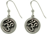 Jewelry Trends Sterling Silver Om Meditation Round Dangle Earrings