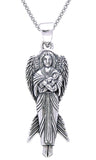 Jewelry Trends Sterling Silver Angel of New Hope with Baby Pendant on 18 Inch Box Chain Necklace