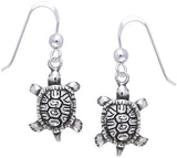 Jewelry Trends Sterling Silver Diamondback Turtle Dangle Earrings