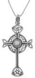 Jewelry Trends Sterling Silver Celtic Trinity Circle of Life Cross Pendant with Moonstone on 18 Inch Chain Necklace