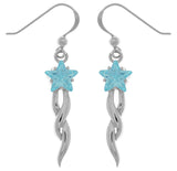 Jewelry Trends Sterling Silver Shooting Star Dangle Earrings with Blue CZ