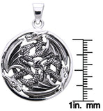 Jewelry Trends Sterling Silver Triple Trinity Dragon Circle Pendant on 18 Inch Box Chain Necklace