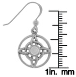 Jewelry Trends Sterling Silver Celtic Quaternary Knot Dangle Earrings with Rainbow Moonstone Stones