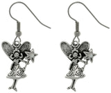 Jewelry Trends Pewter Magic Pixie Fairy with Crystal Wand Dangle Earrings
