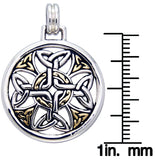 Jewelry Trends Sterling Silver Celtic Trinity Knotwork Cross Medallion Pendant with Gold-plating on Box Chain Necklace