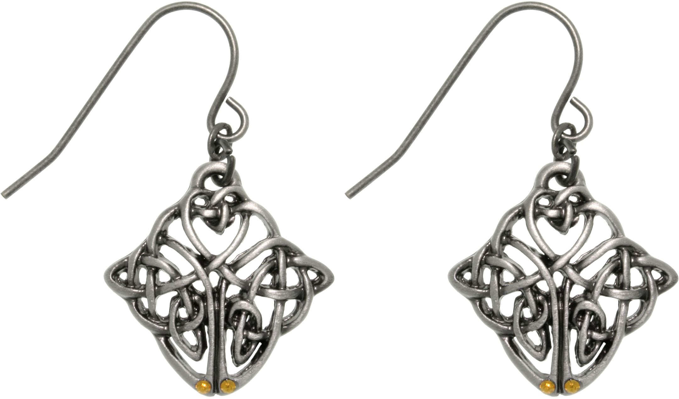 Jewelry Trends Pewter Celtic Knot Endurance Medallion Dangle Earrings