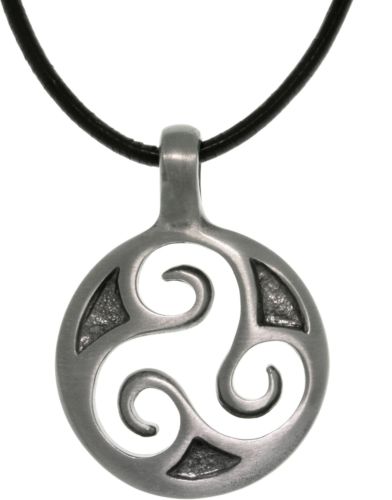 Jewelry Trends Pewter Celtic Triskelion Trinity Spiral Pendant with 18 Inch Black Leather Cord Necklace Fathers Day Gift