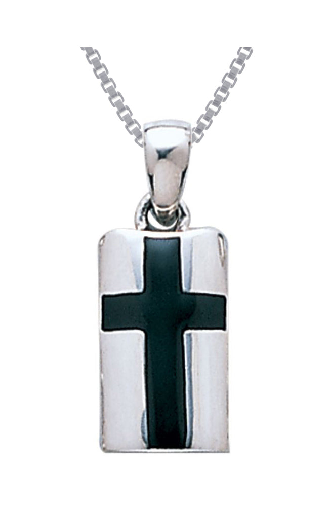 Jewelry Trends Sterling Silver Celtic Cross Pendant with Black Onyx on 18 Inch Box Chain Necklace