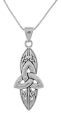 Jewelry Trends Sterling Silver Long Celtic Trinity Knot Pendant on 18 Inch Box Chain Necklace