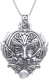 Jewelry Trends Sterling Silver Celtic Green Man Trinity Moonstone Pendant with 18 Inch Box Chain Necklace Greenman